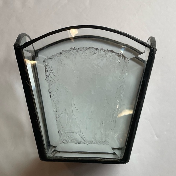 ARTISAN Hand Made Candle Holder Beveled Frosted Etched Glass Mirror Bottom - Picture 6 of 12